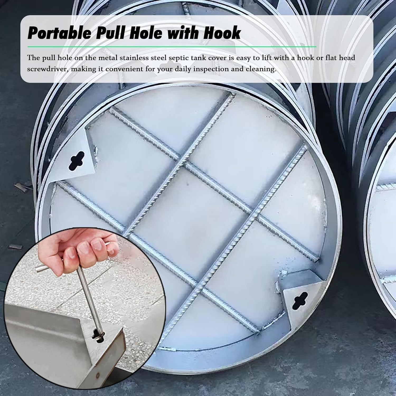 頑丈な浄化槽カバー装飾、庭用埋め込み式下水盆蓋 20 1/2インチ